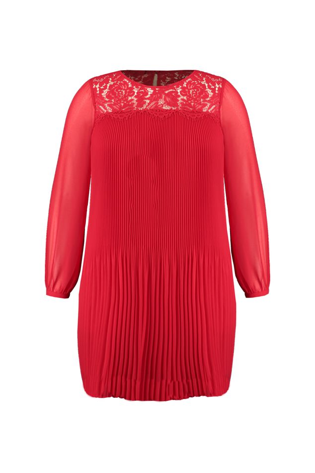 Vestido plisado de encaje image number 1