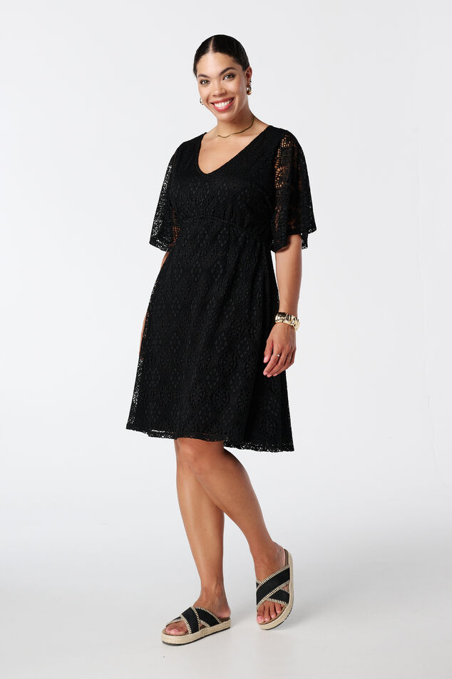 Vestido de encaje elástico image number 0