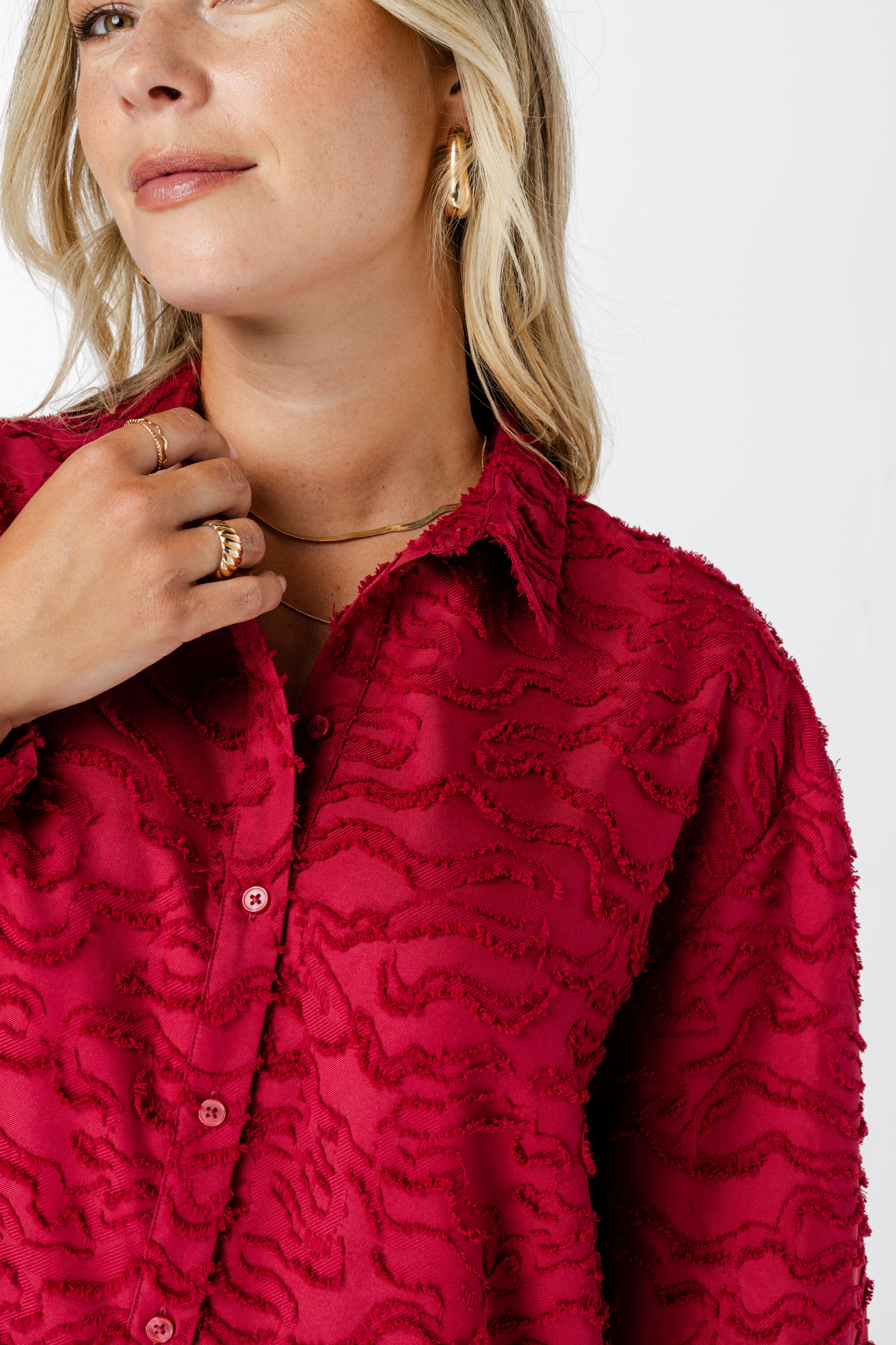 Blusa oversize de tejido estructurado image number 5