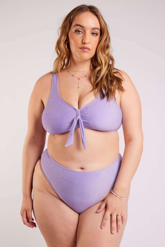 Braguita de bikini de talle alto con purpurina image number 6