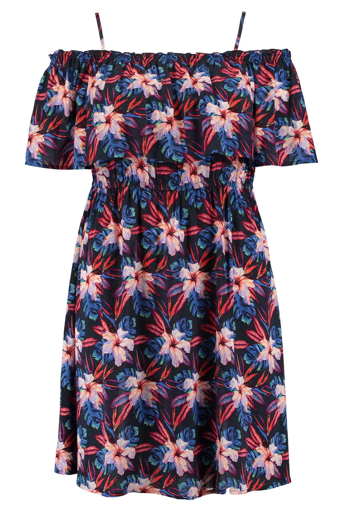 Vestido estampado con hombros descubiertos image number 2