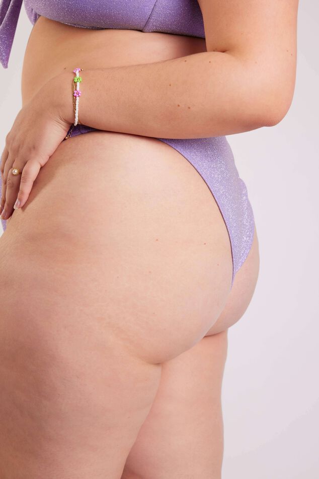 Braguita de bikini de talle alto con purpurina image number 5
