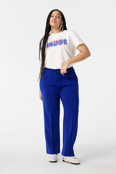 Pantalón con cintura elástica y costura decorativa Pantalón con cintura elástica y costura decorativa