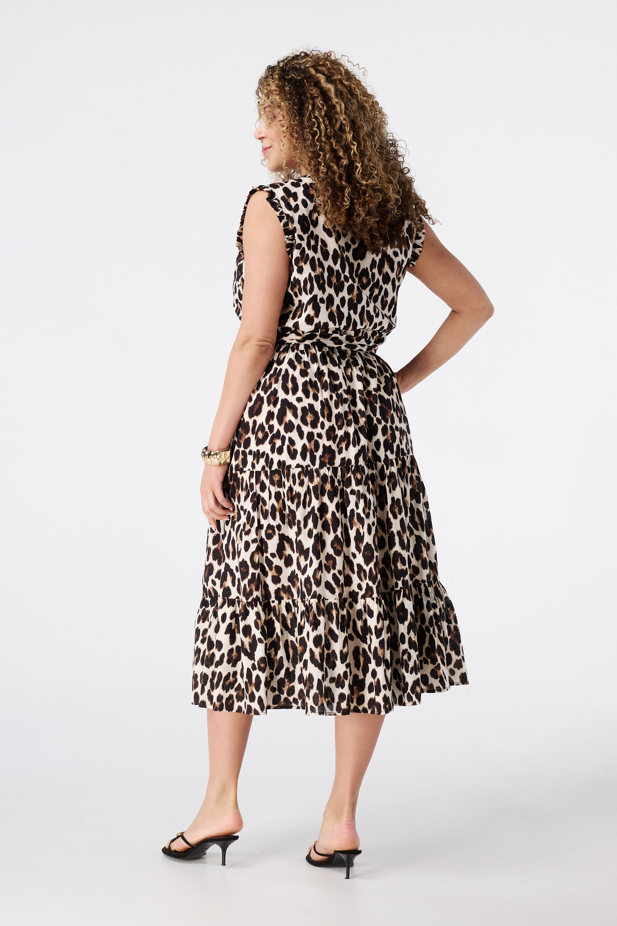 Vestido midi con estampado de leopardo image number 3