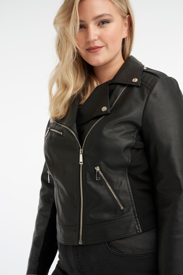 Chaqueta motera de cuero sintético image number 5