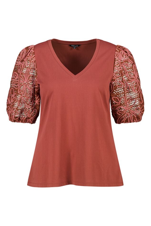 Camiseta con mangas bordadas image number 1