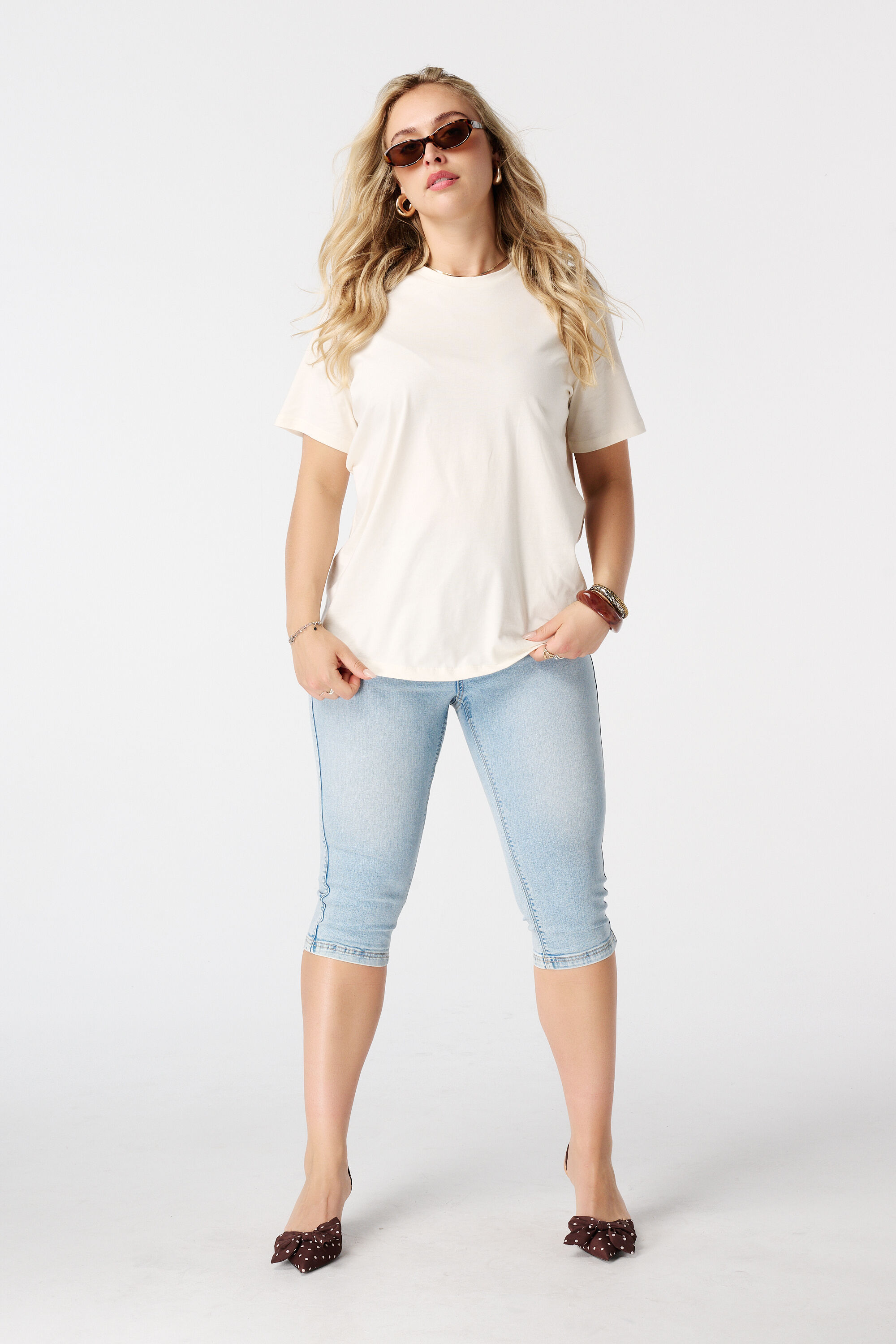 Tregging capri con aspecto denim