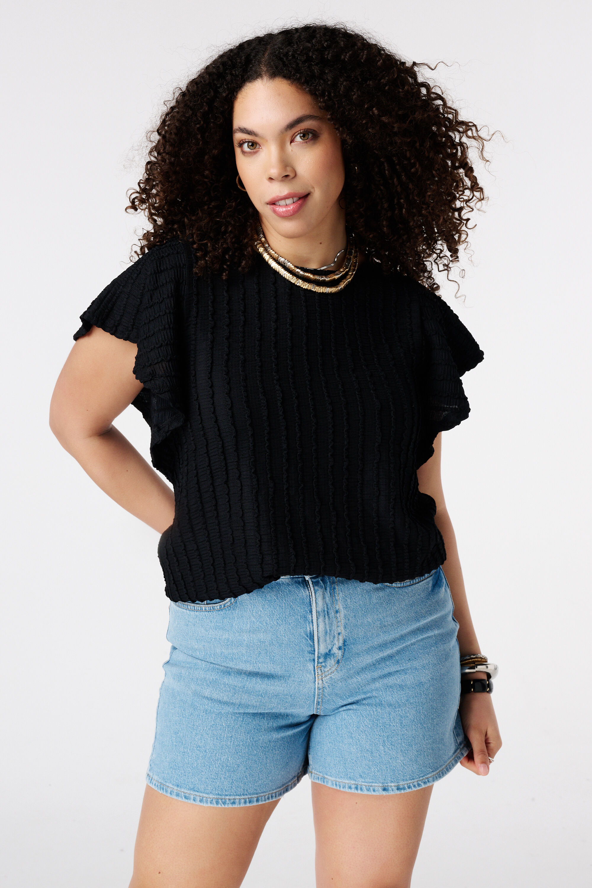 Top con mangas mariposa image number 0