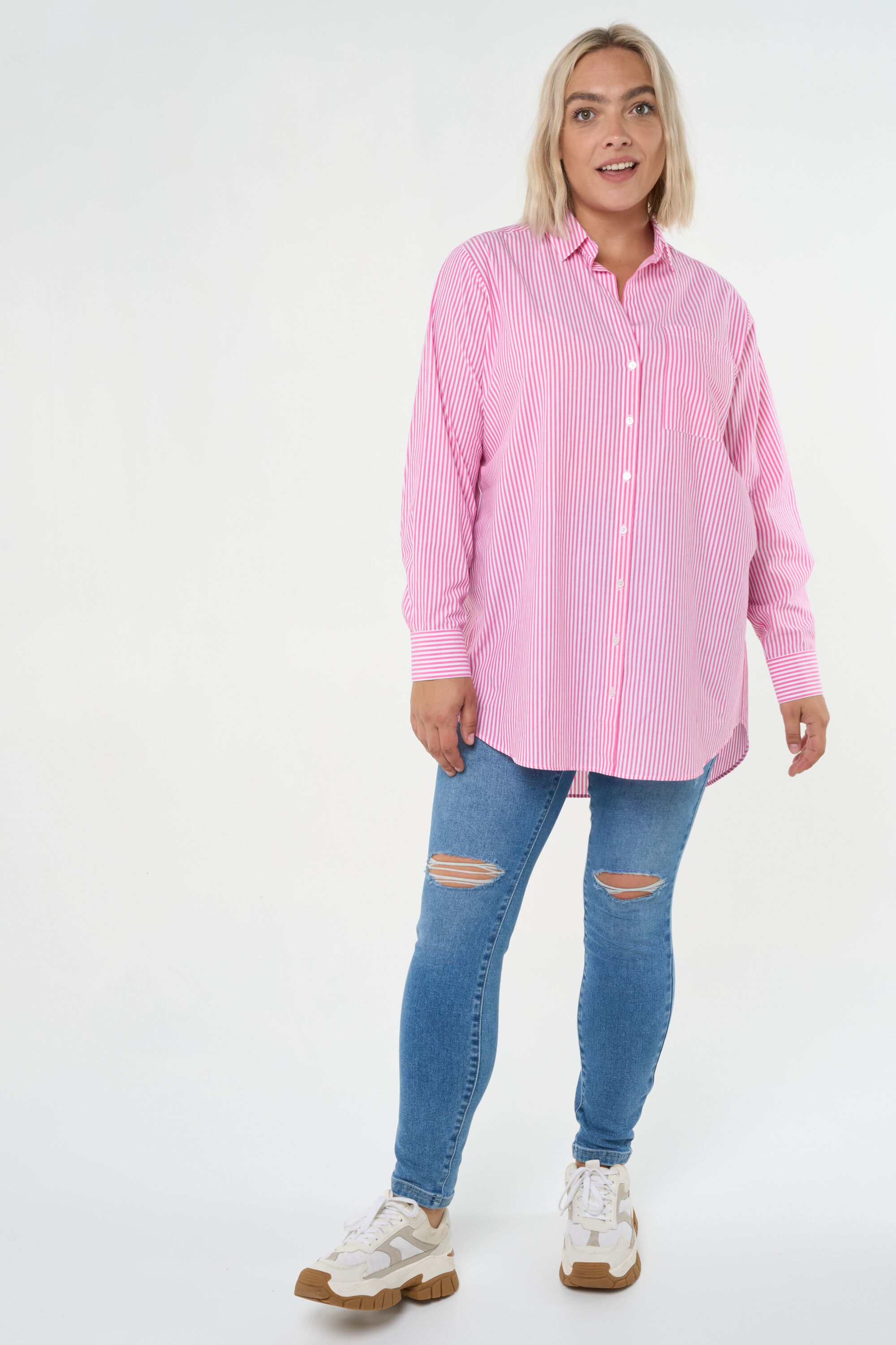 Blusa de rayas de corte holgado image number 6