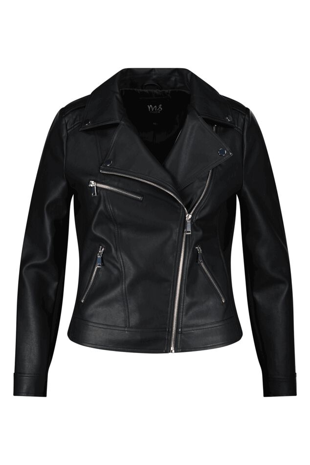 Cazadora con aspecto de cuero y detalles plateados. image number 1