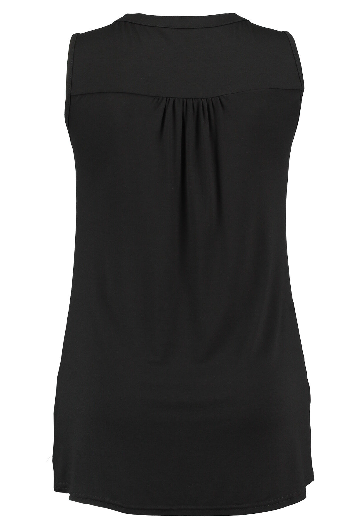 Top plisado de color liso con encaje image number 2