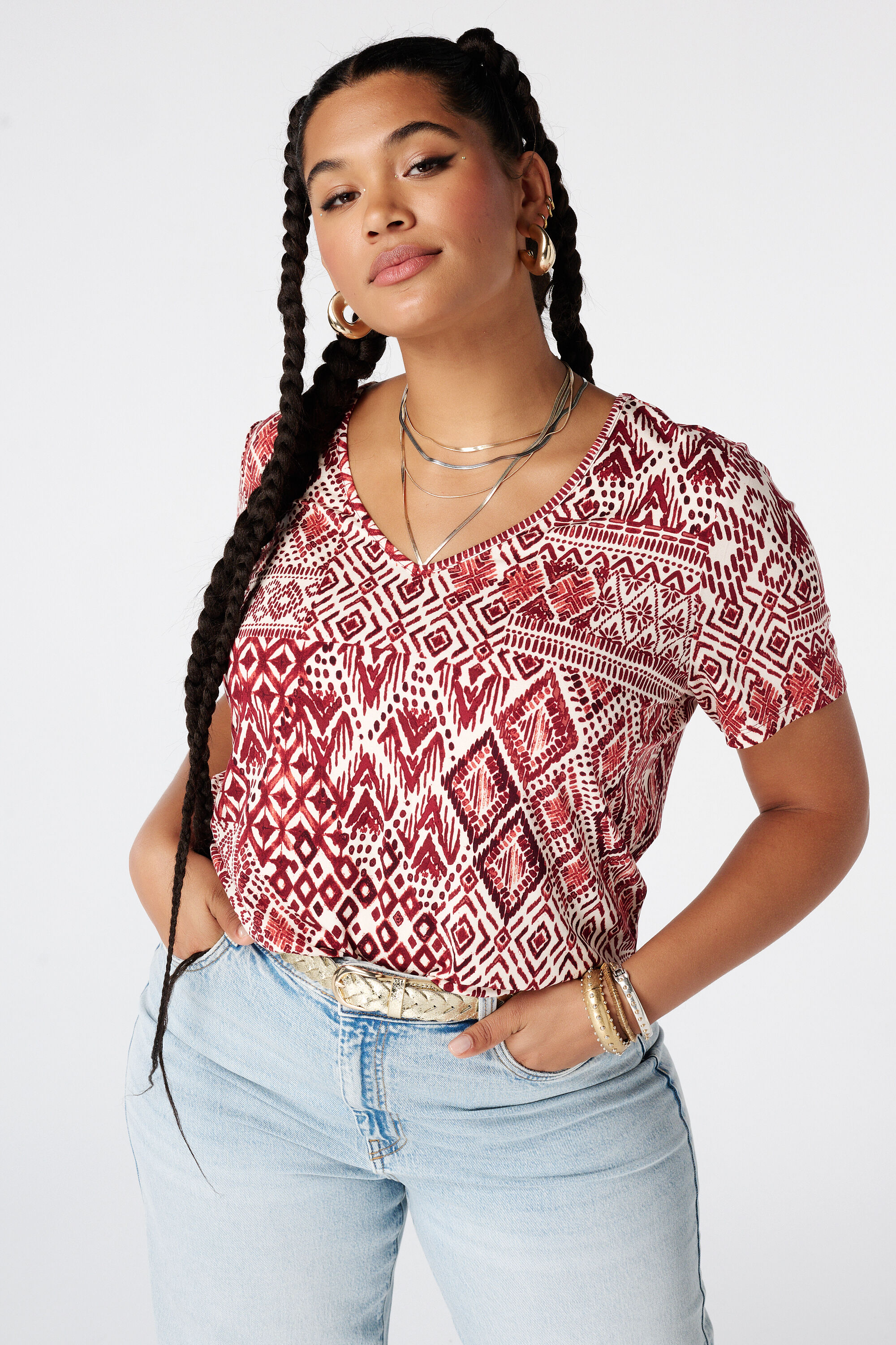 Top estampado con escote en V