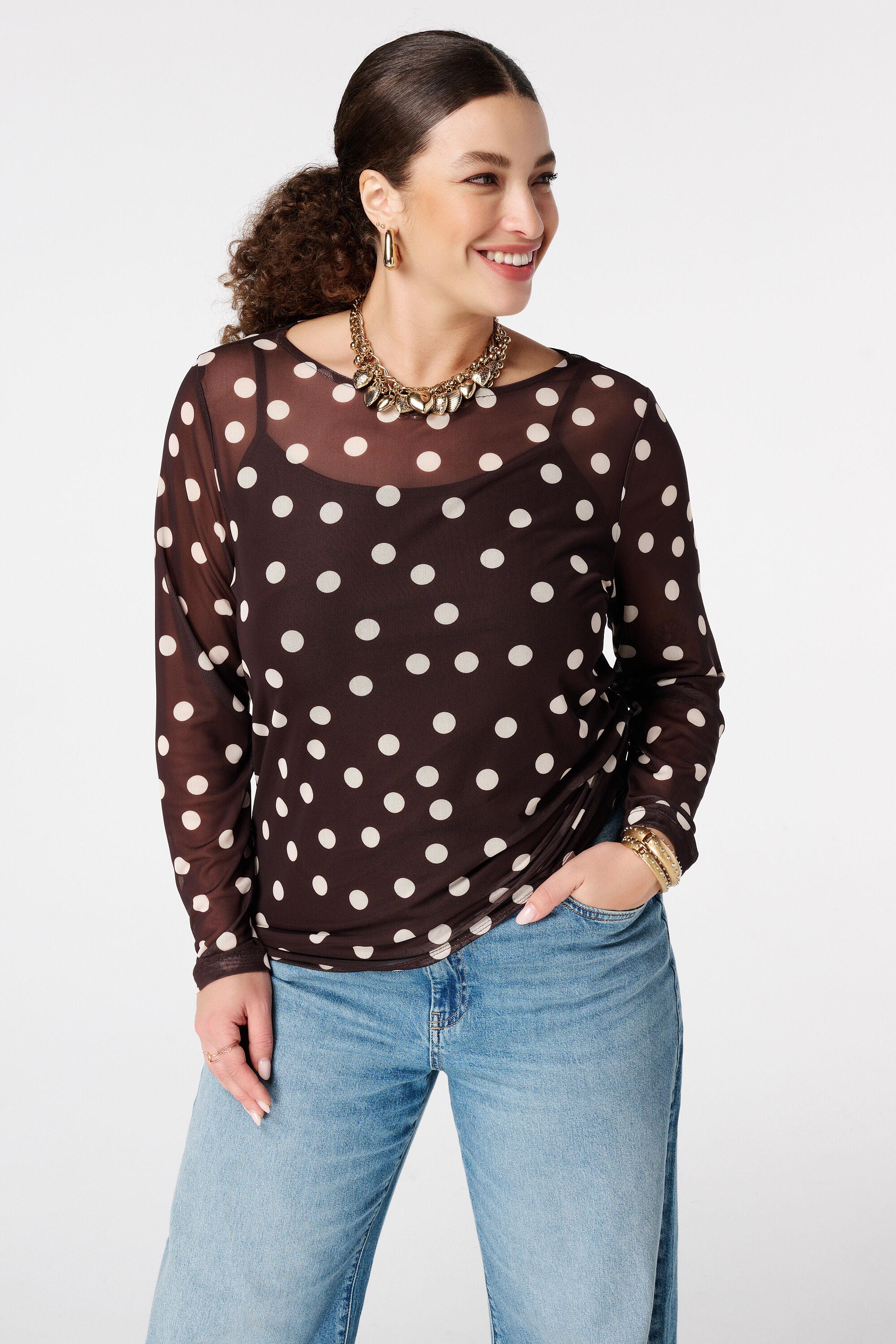 Top de malla con lunares