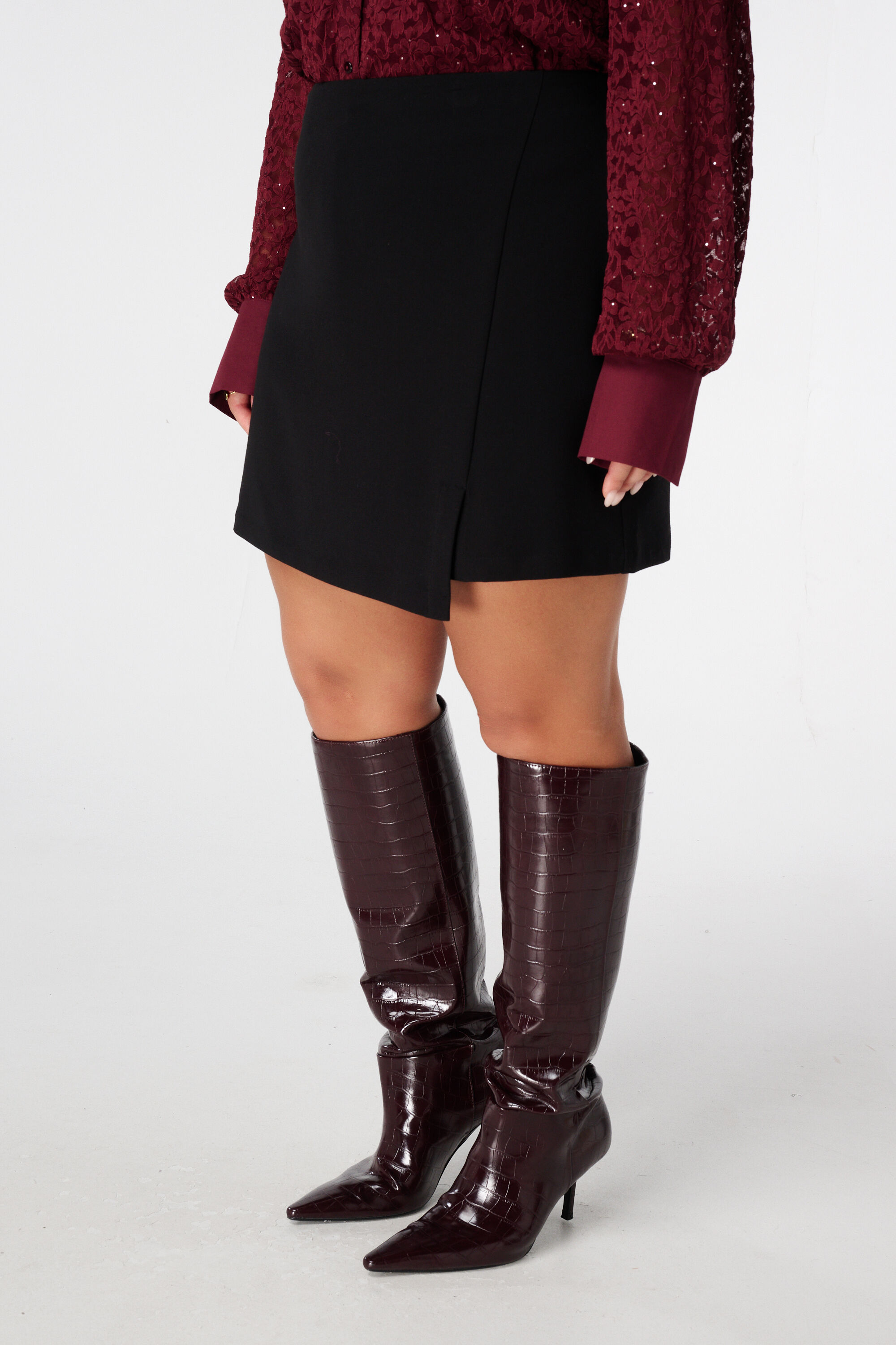 Falda con aspecto cruzado y cintura el&aacute;stica image number 5