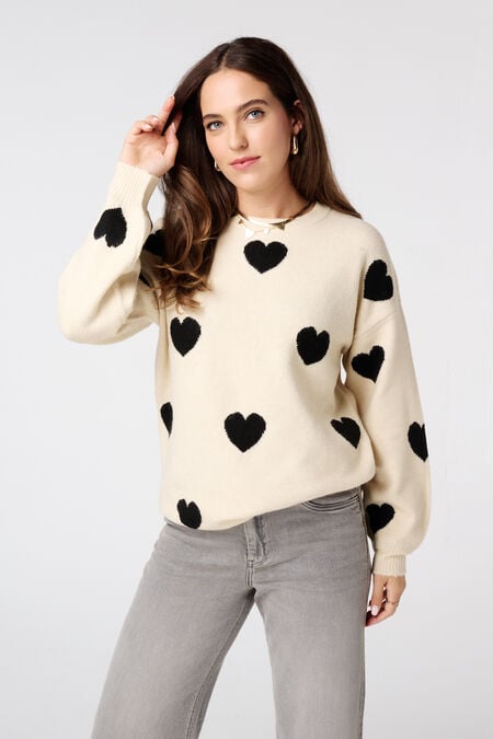 Jersey de punto fino con diseño de corazones Jersey de punto fino con diseño de corazones