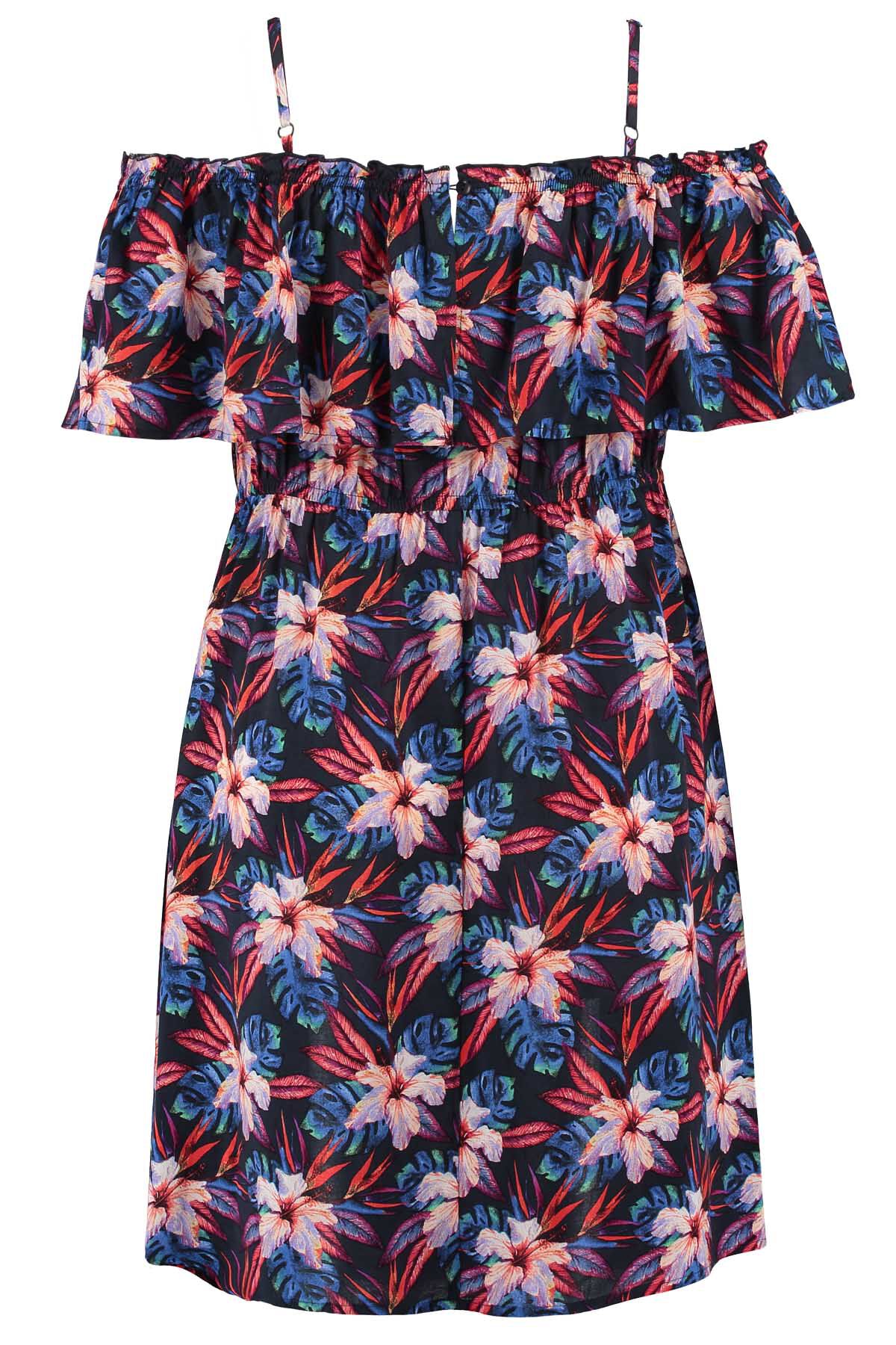 Vestido estampado con hombros descubiertos image number 3