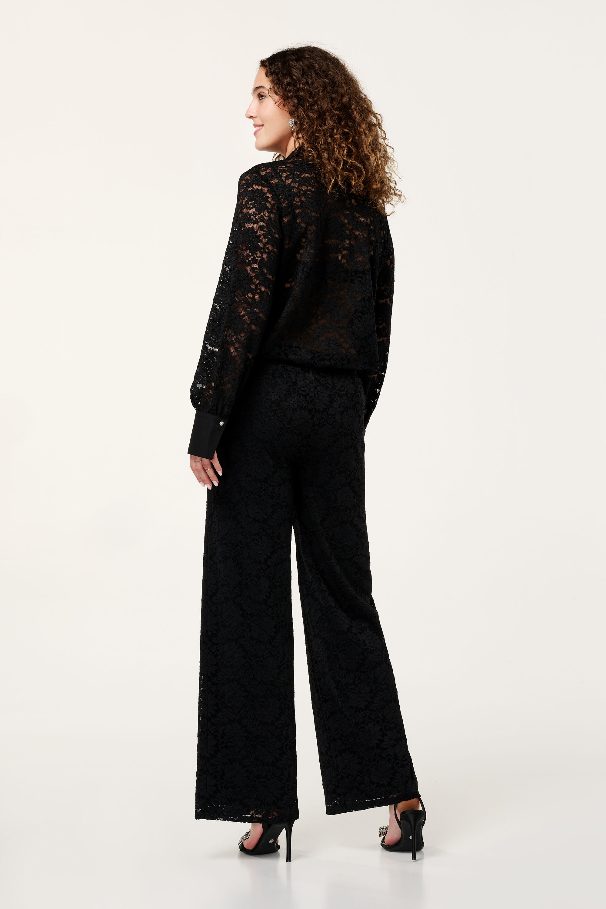 Pantalones de encaje de pernera ancha image number 3