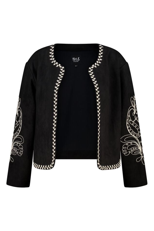 Chaqueta con aspecto de ante y bordados  image number 1