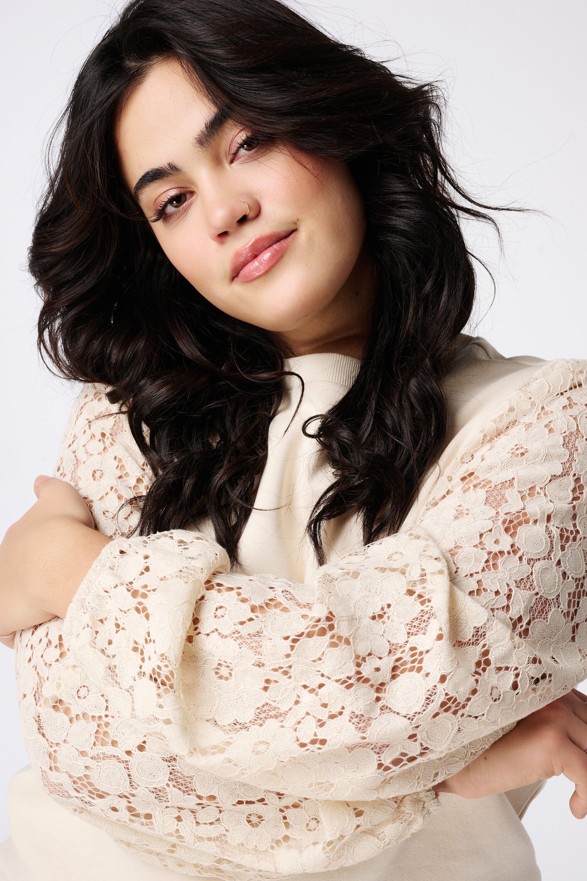 Top con mangas de encaje image number 4