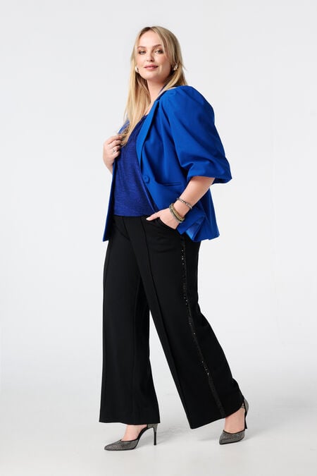 Pantalón ancho con elasticidad y raya lateral Pantalón ancho con elasticidad y raya lateral