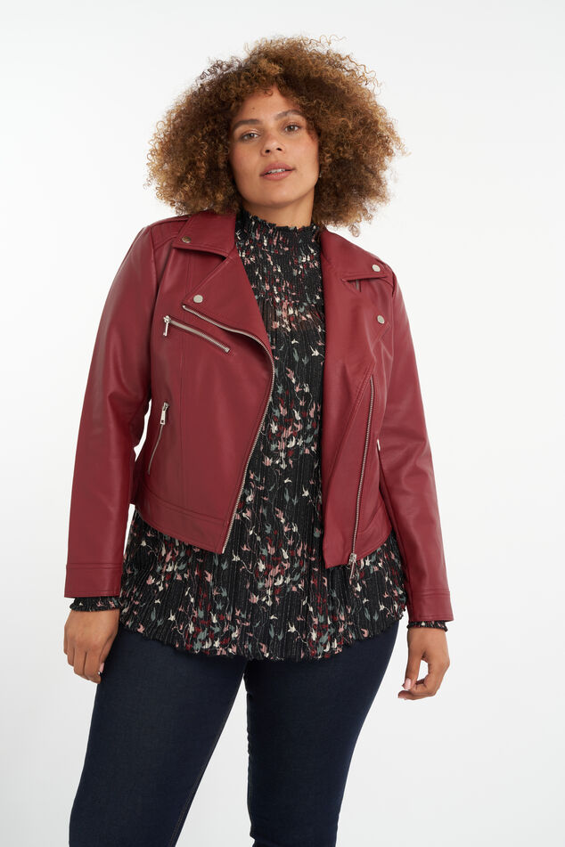 Mujeres Chaqueta motera de cuero sintético MS Mode