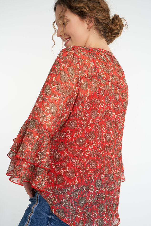 Blusa floral con volantes   image number 5