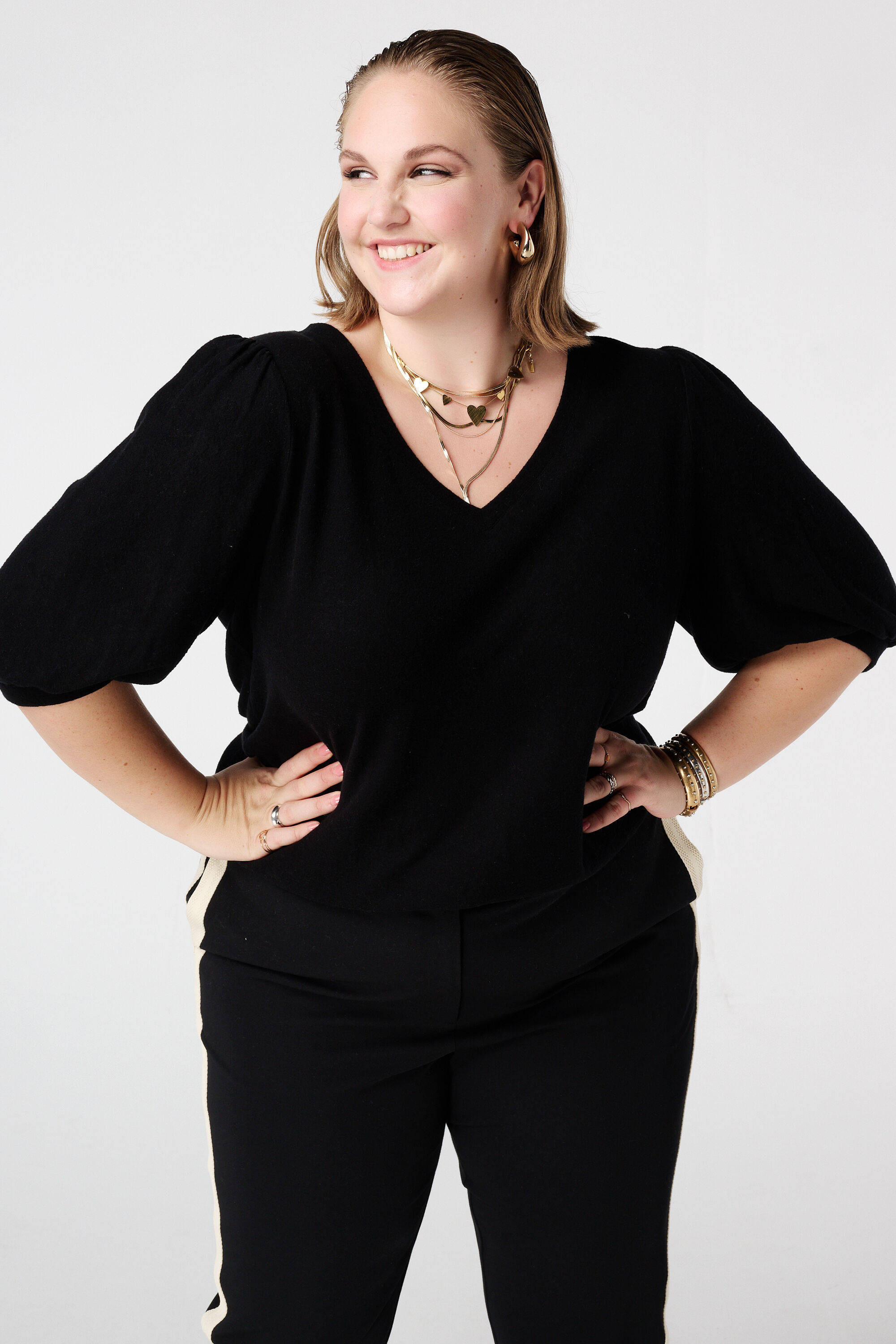 Top con mangas abullonadas corto 