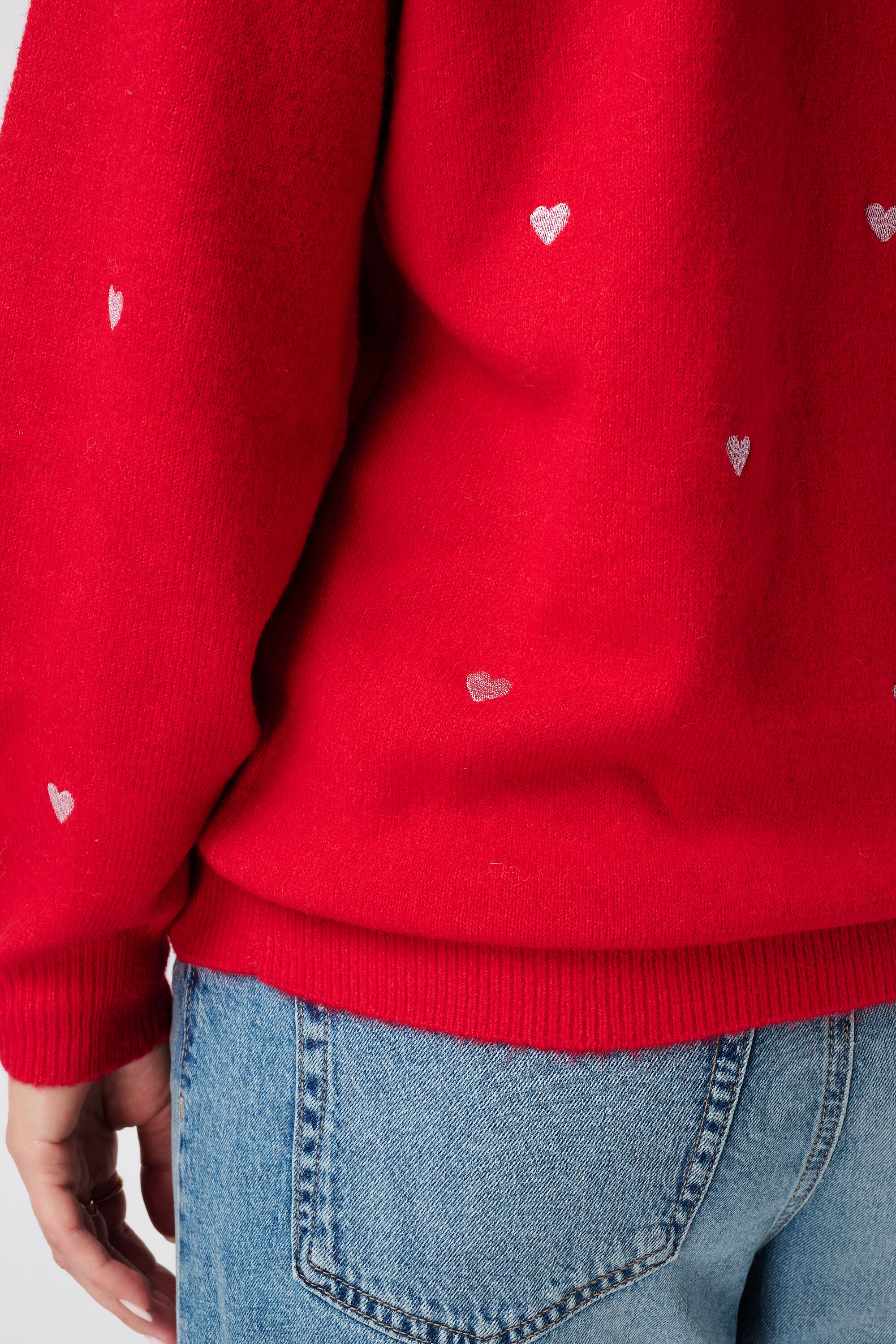 Jersey de punto fino con corazones bordados image number 6