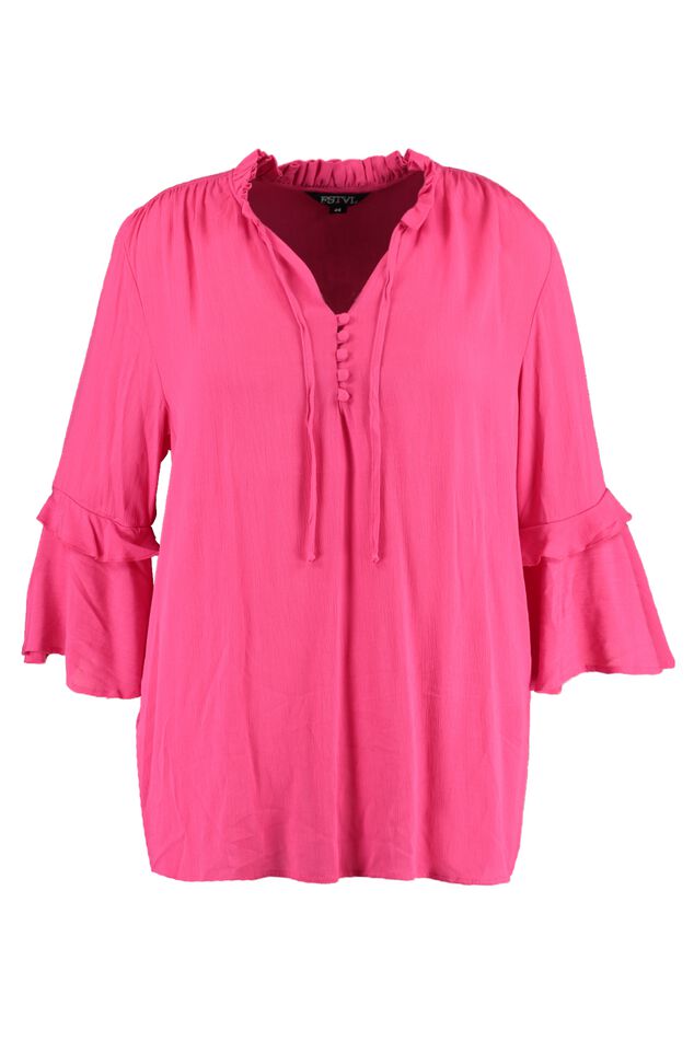 Blusa con volantes y botones image number 2