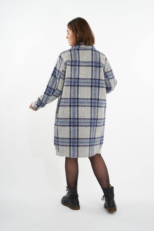 Sobrecamisa larga de cuadros  image number 4