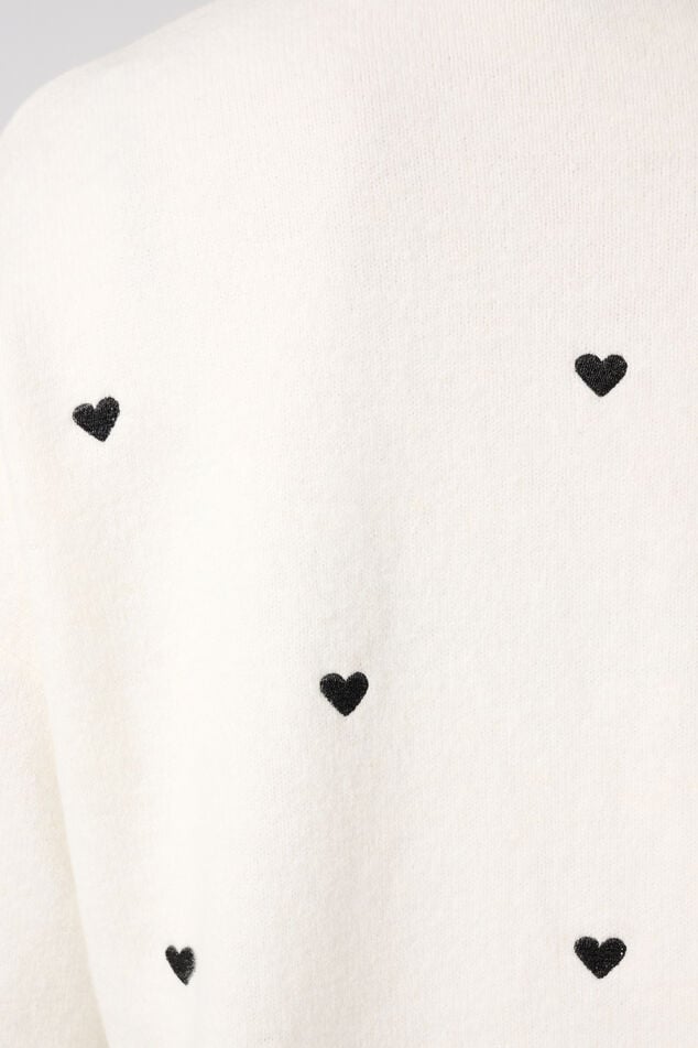 Jersey de punto fino con corazones bordados image number 6