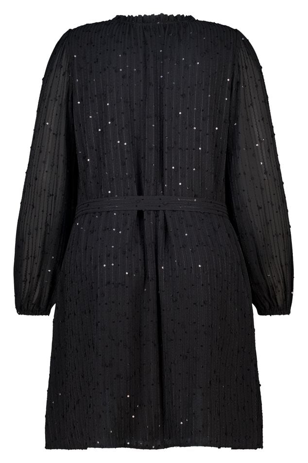 Vestido con lentejuelas brillantes y cinturón image number 2