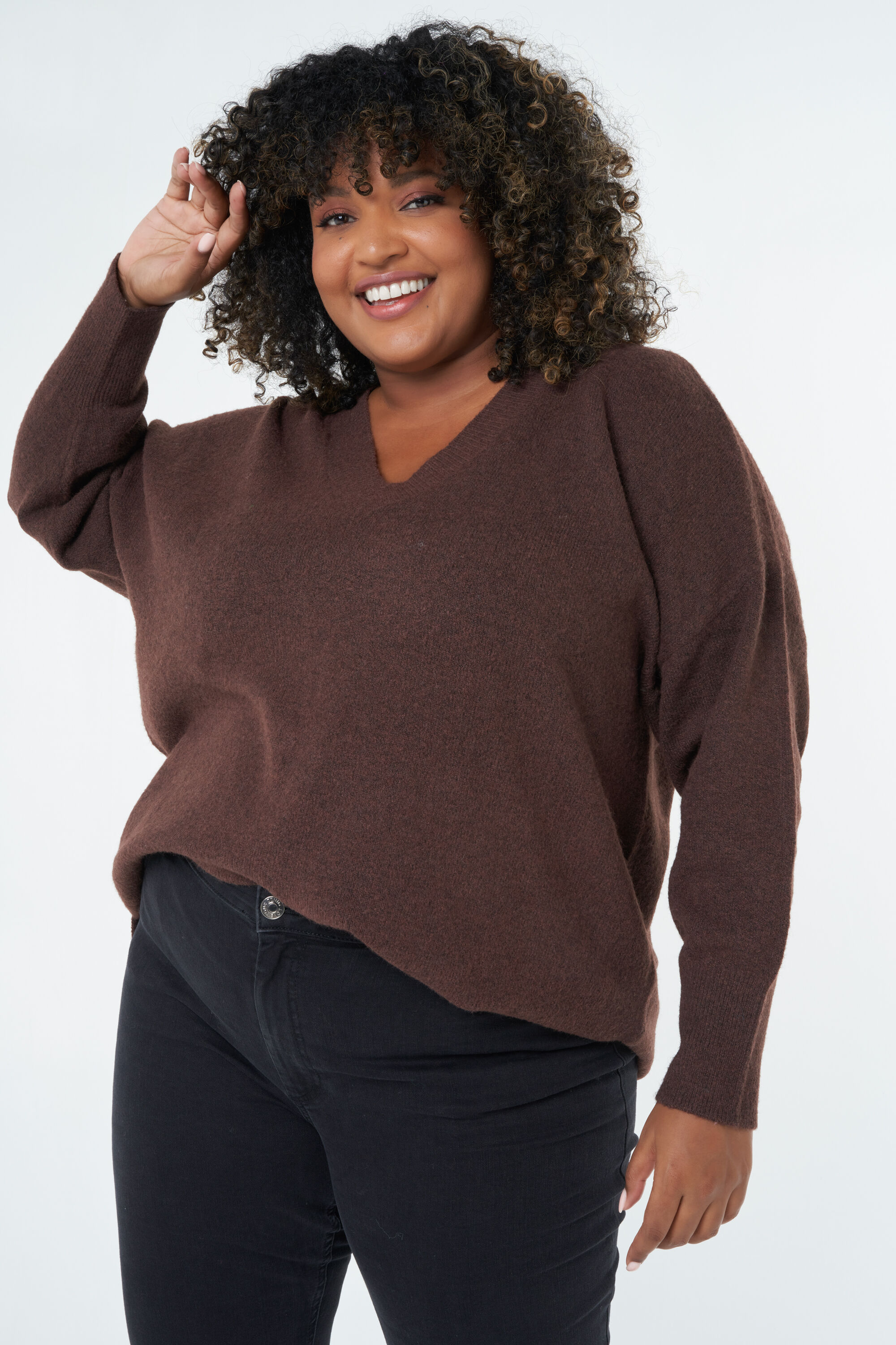 Su&eacute;ter de punto fino con escote en V image number 0