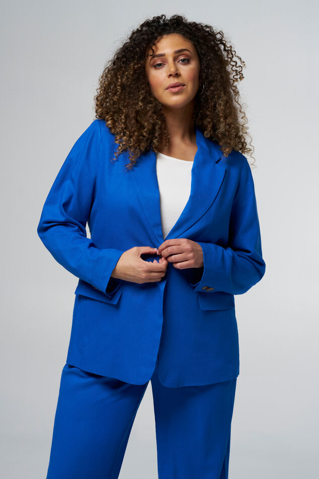 Blazer de lino de corte recto image number 0