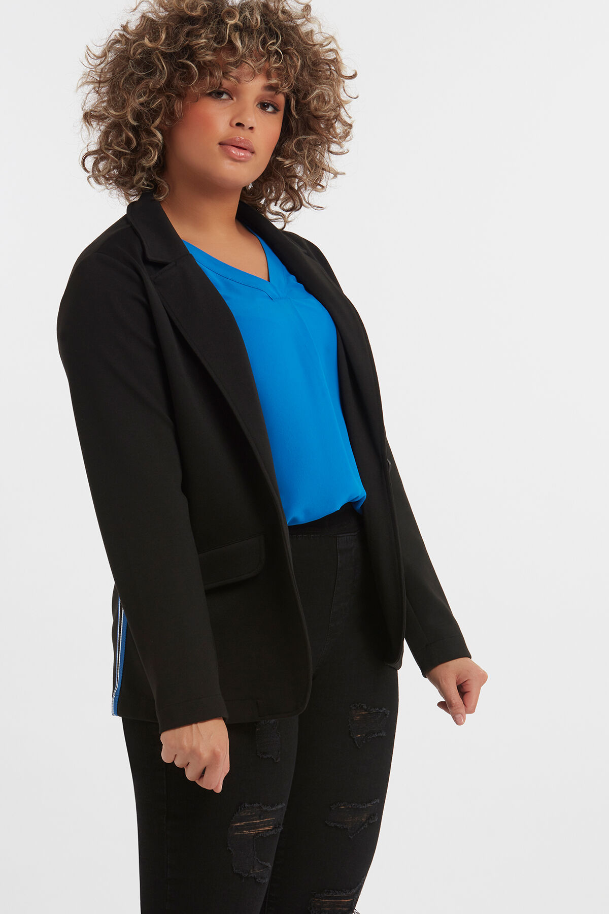 Blazer con detalle de rayas image number 3