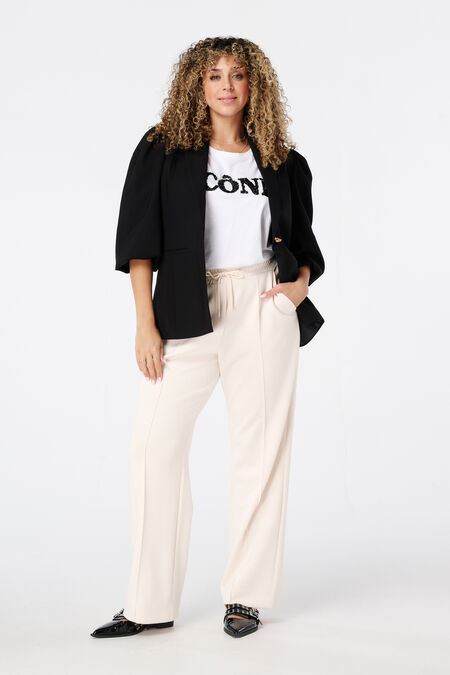 Pantalón con cintura elástica y costura decorativa Pantalón con cintura elástica y costura decorativa