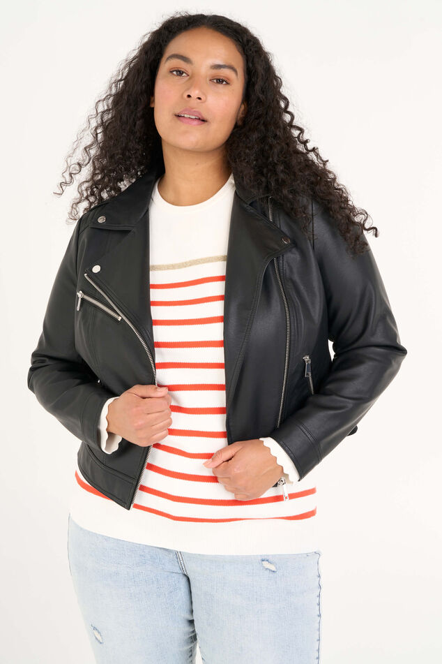 Chaqueta motera de cuero sintético image number 0