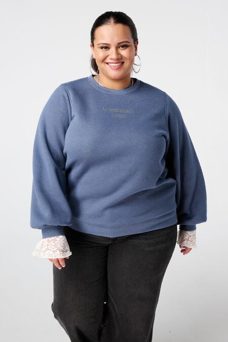 Jersey con texto de lurex y purpurina Jersey con texto de lurex y purpurina