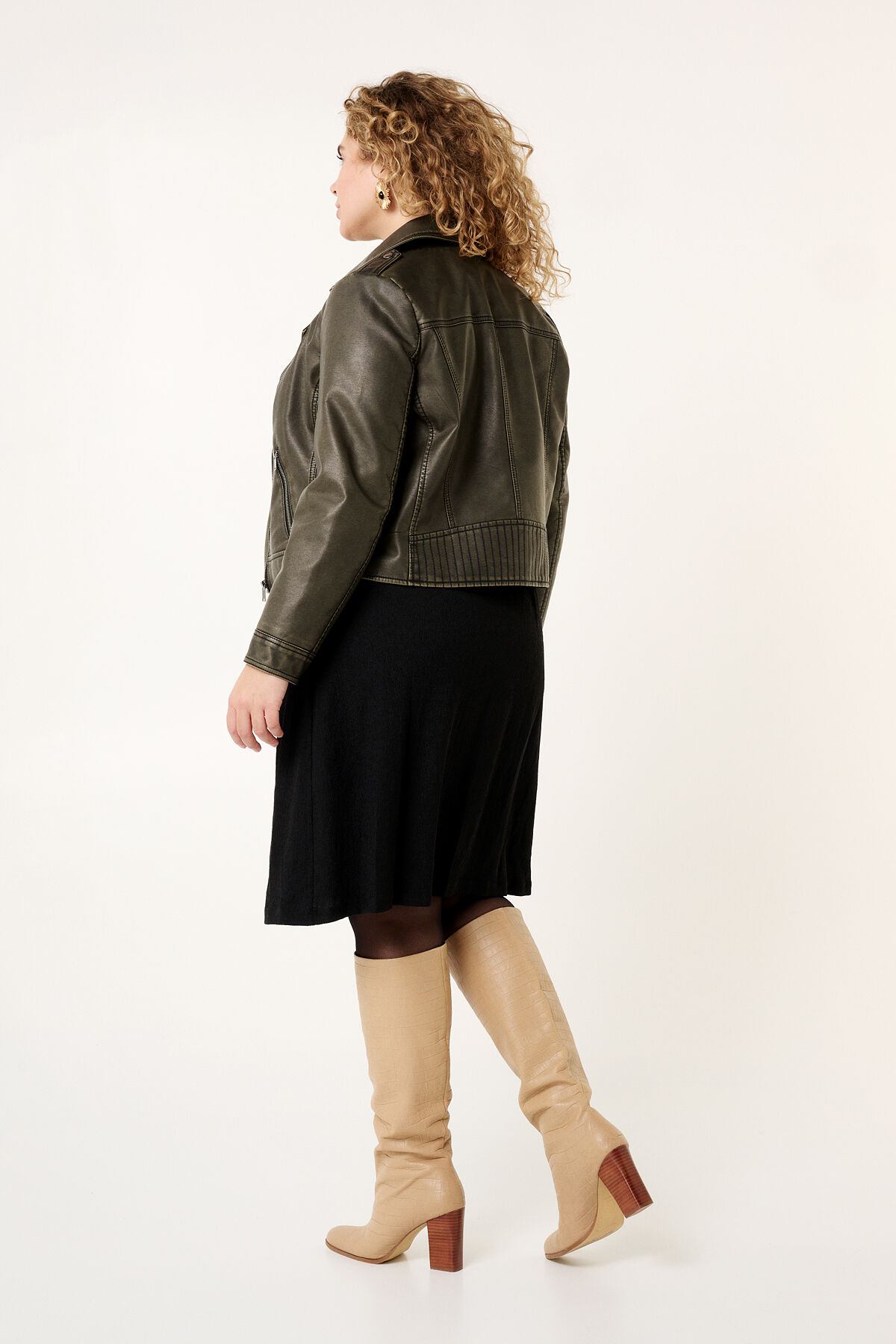 Cazadora biker de cuero sint&eacute;tico image number 3