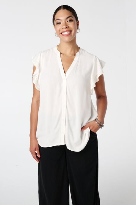 Blusa con escote en V y cierre con botones Blusa con escote en V y cierre con botones
