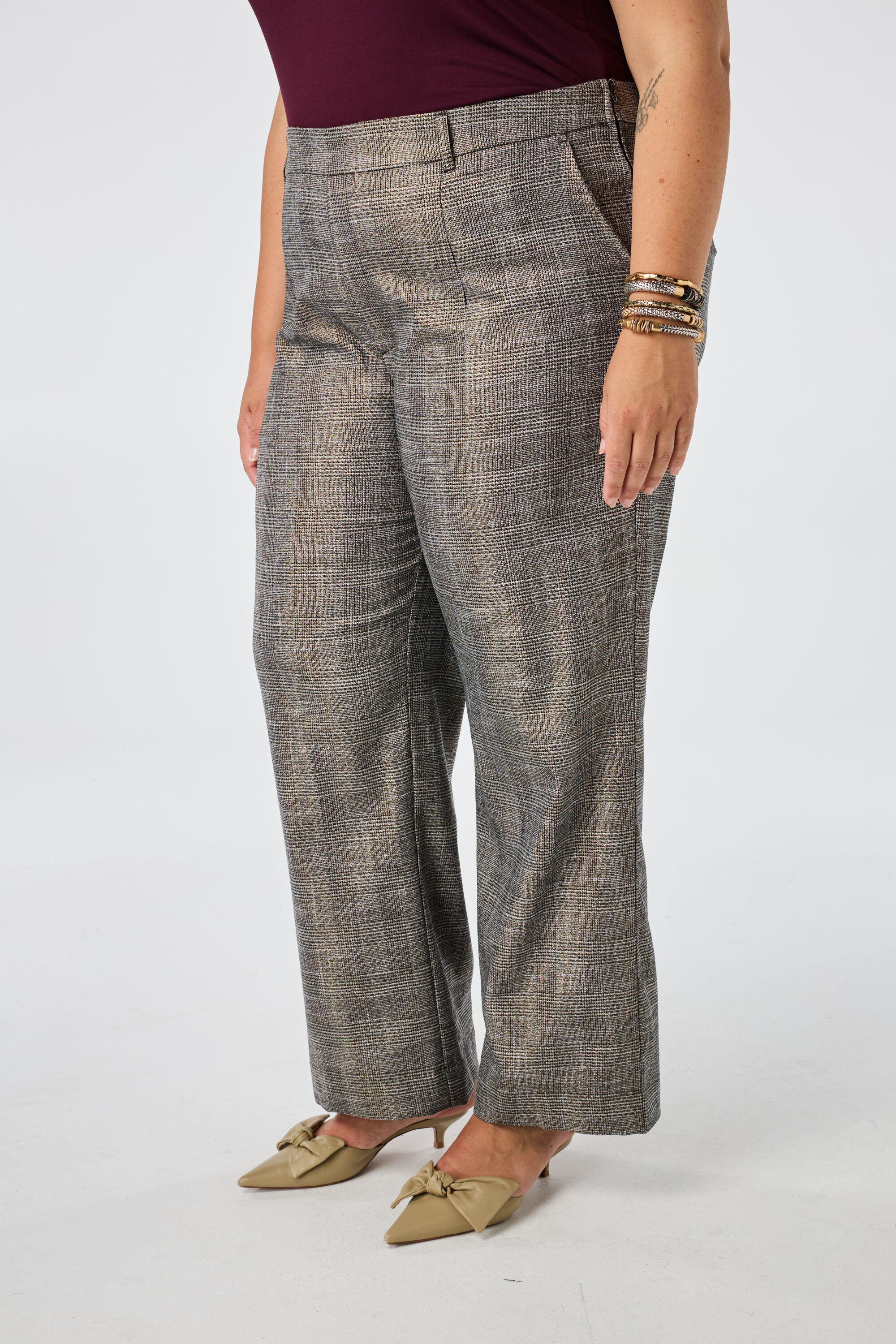 Pantal&oacute;n de pernera ancha de cuadros image number 4
