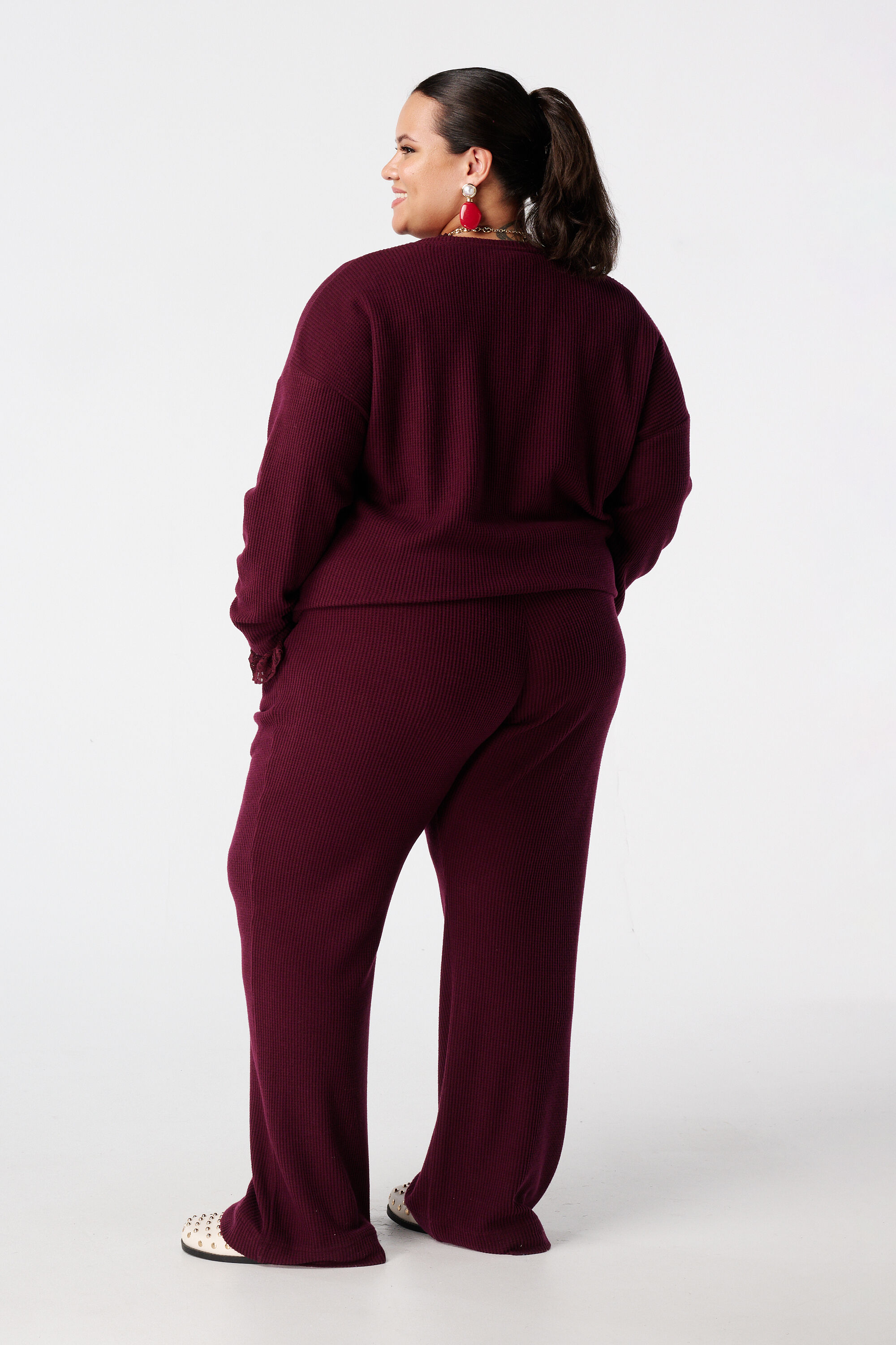 Pantalones rectos con cintura el&aacute;stica image number 3