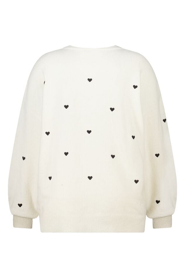 Jersey de punto fino con corazones bordados image number 2