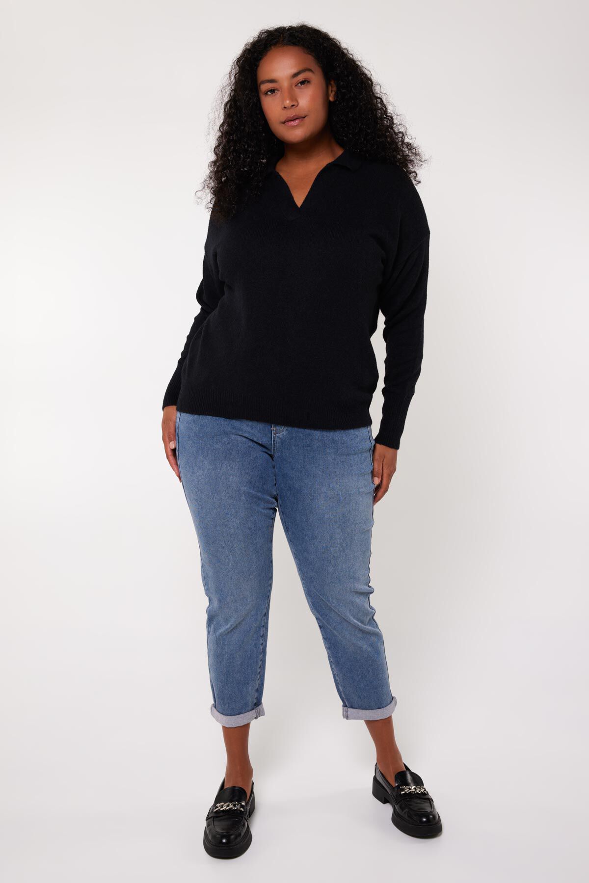 Su&eacute;ter de punto fino con cuello de polo image number 5