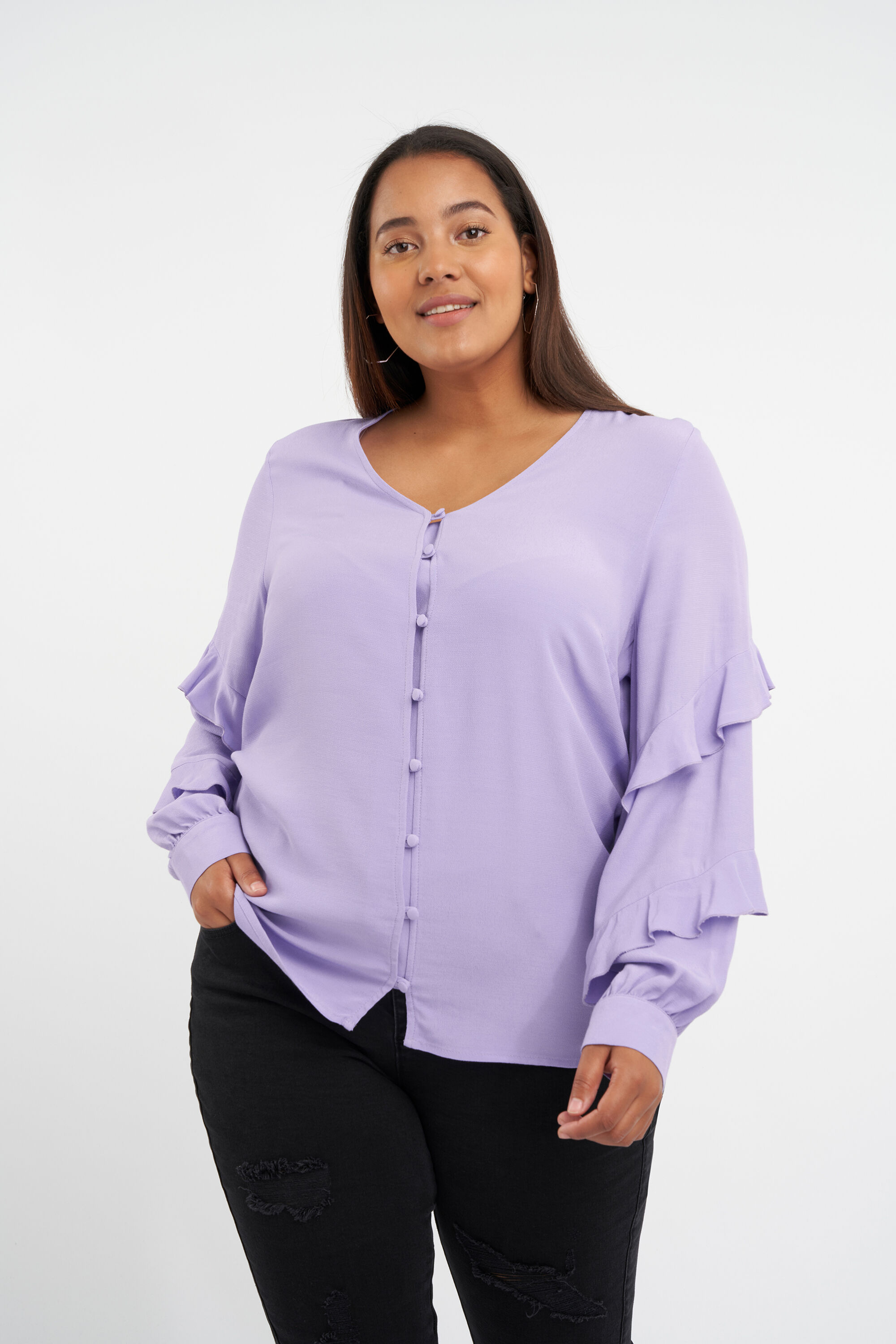 Blusa con mangas con volantes image number 0