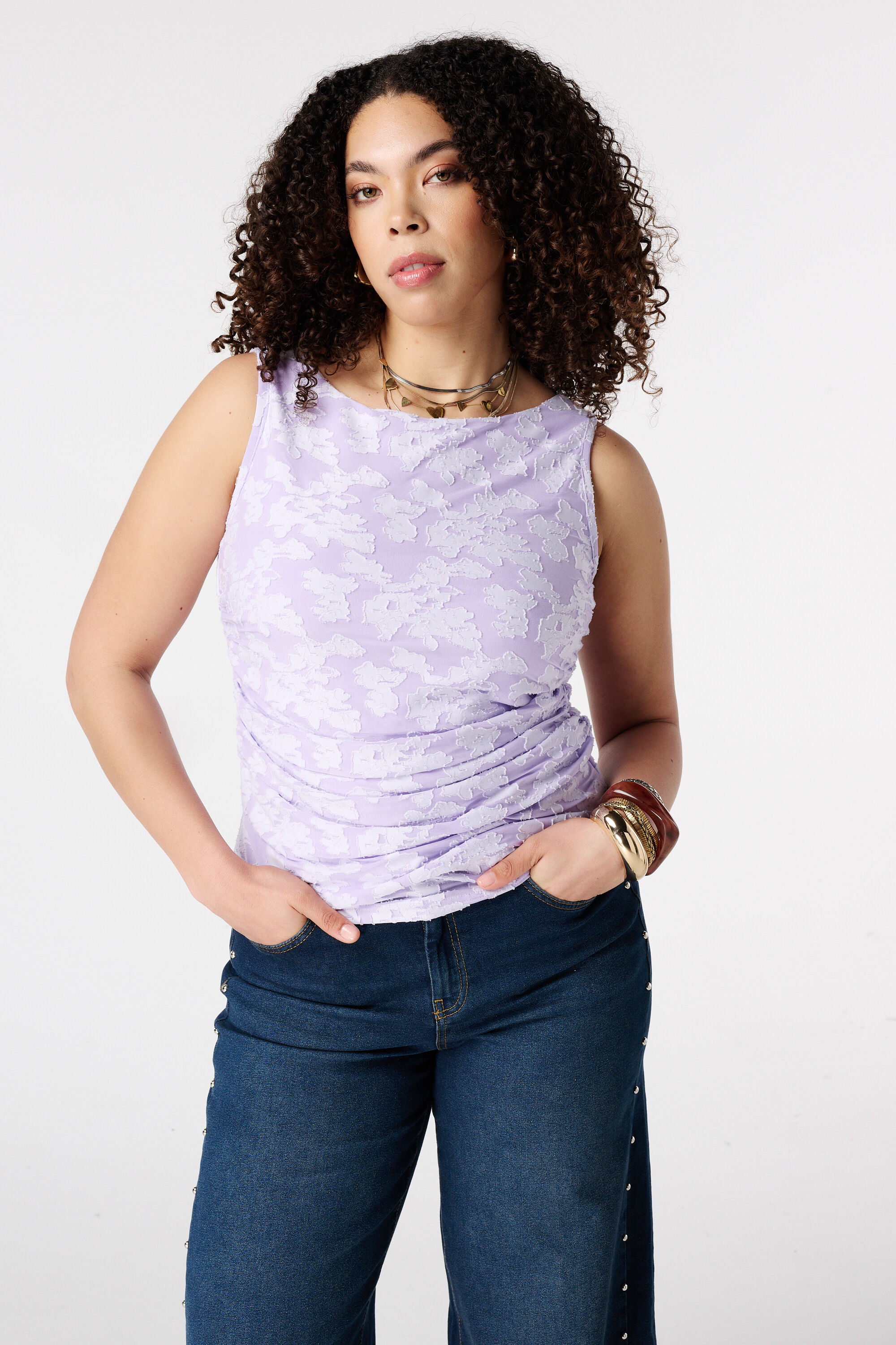 Top de malla con estampado floral