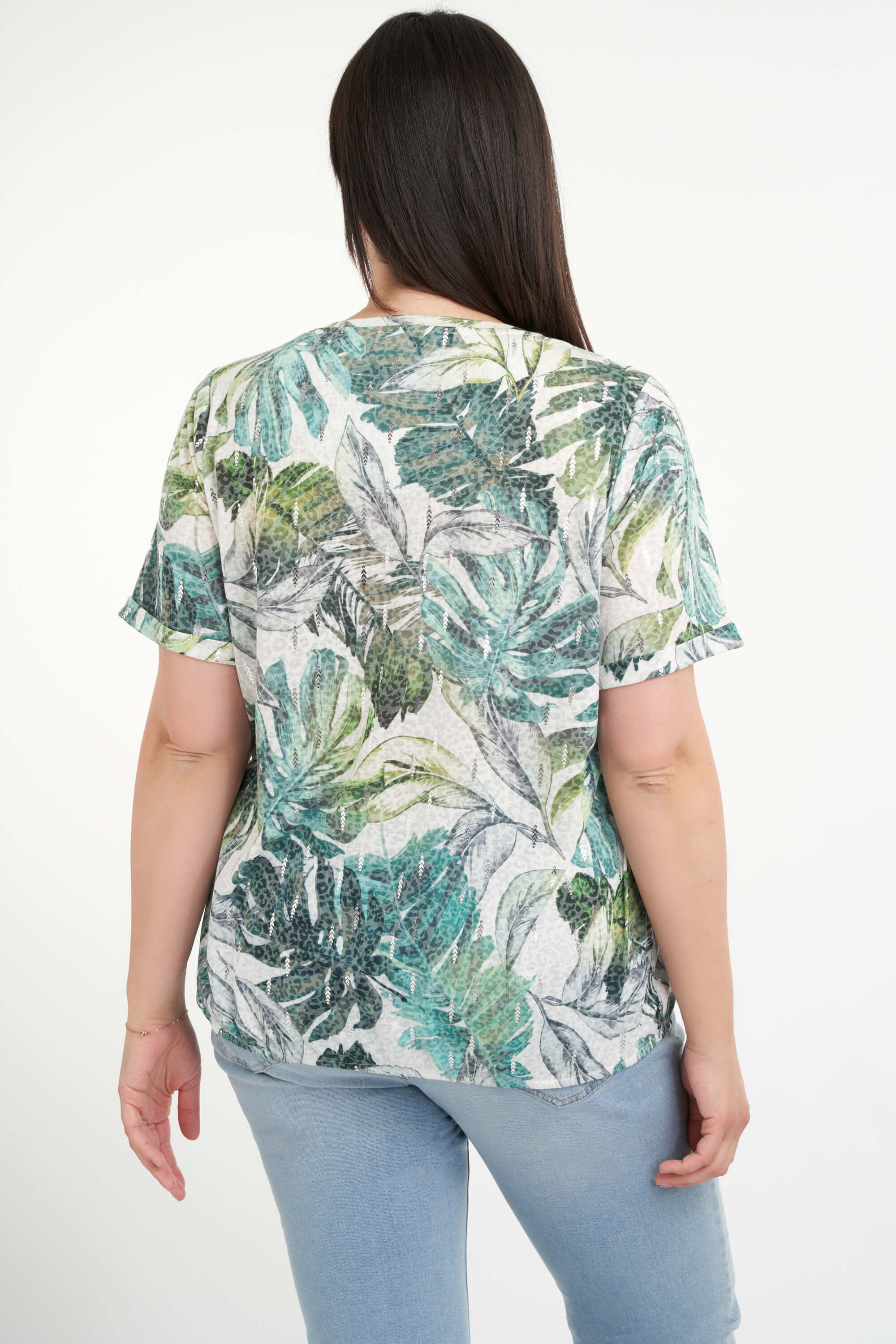 Top con estampado de hojas  image number 4