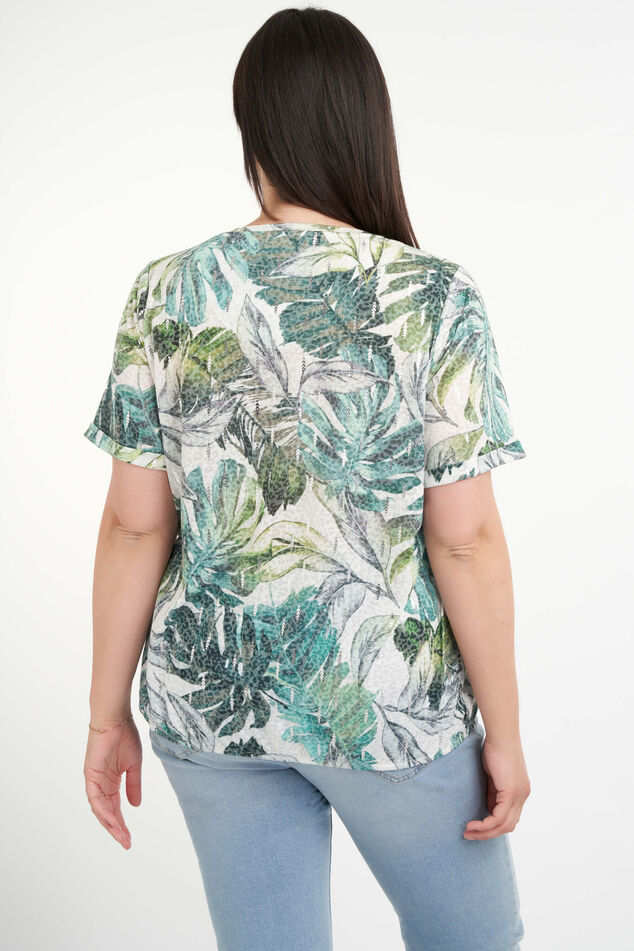 Top con estampado de hojas  image number 4