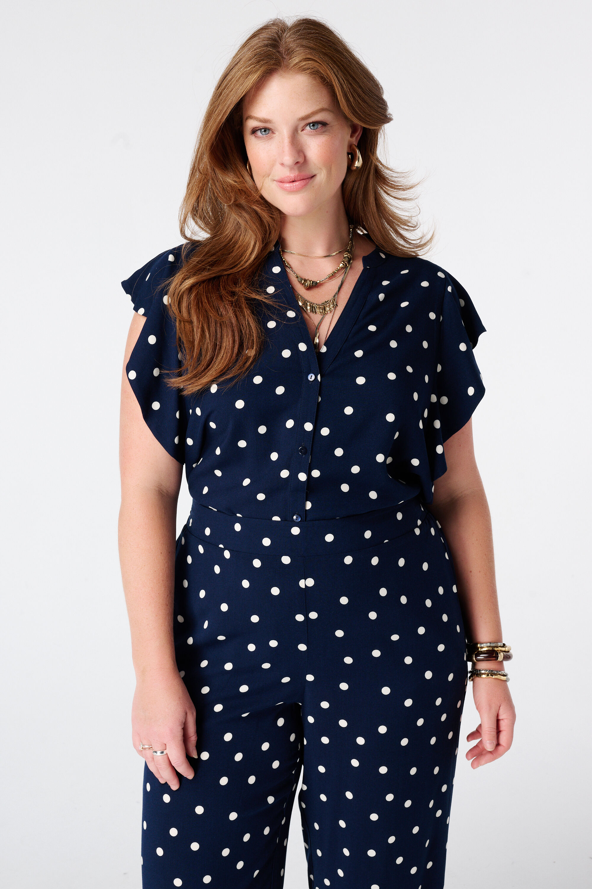 Blusa con estampado de lunares