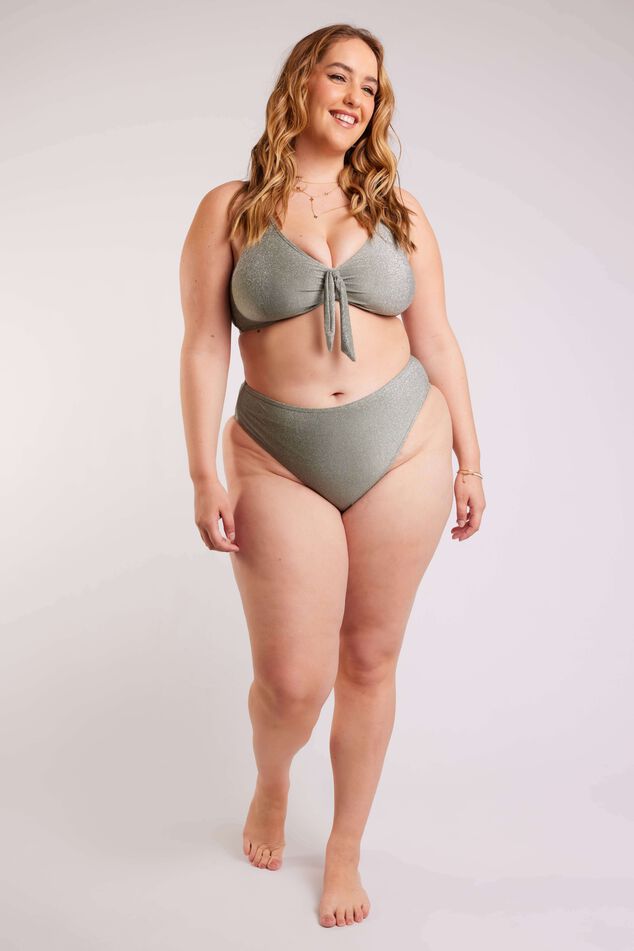 Braguita de bikini de talle alto con purpurina image number 7